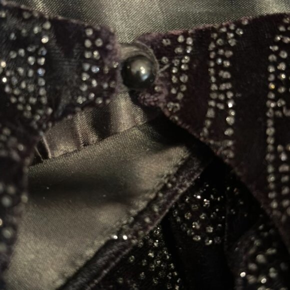 Vintage Scott McClintock 90s Glittery Black Velvet Shimmer Maxi Dress Womens 14 - Picture 8 of 15